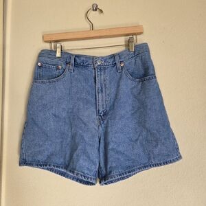 Classic High-Rise Denim Shorts in Blue